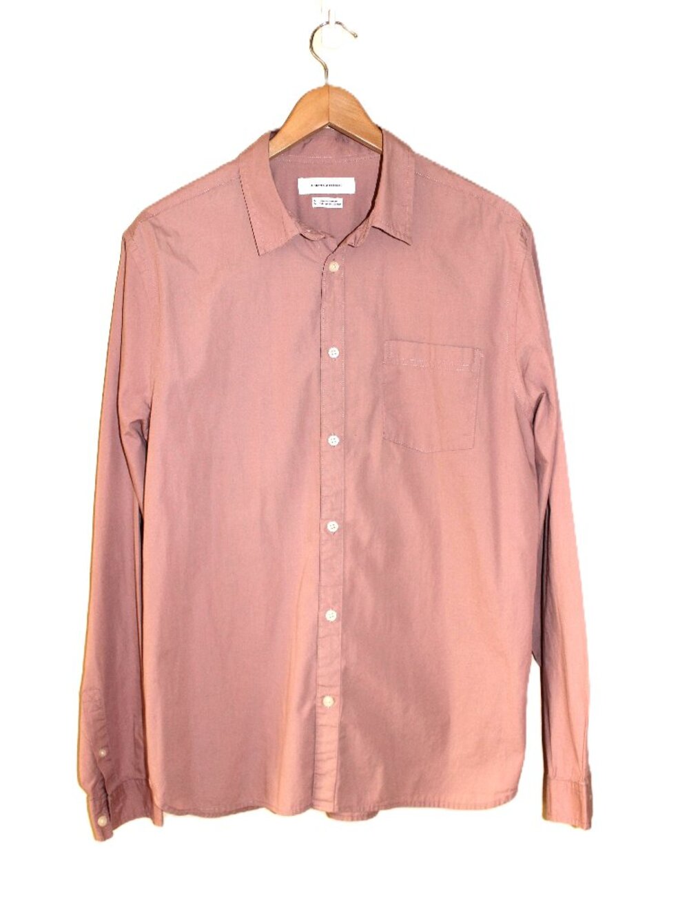 URBAN OUTFITTERS Men’s 100% Cotton Button-Up Shirt in Dusty Rose (Medium)